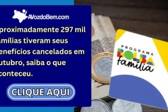 Aproximadamente 297 mil famílias tiveram seus benefícios cancelados em outubro, saiba o que aconteceu