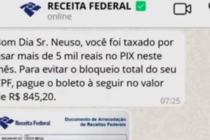 Receita Federal alerta sobre golpe da falsa cobrança no Pix