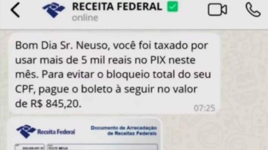 Receita Federal alerta sobre golpe da falsa cobrança no Pix